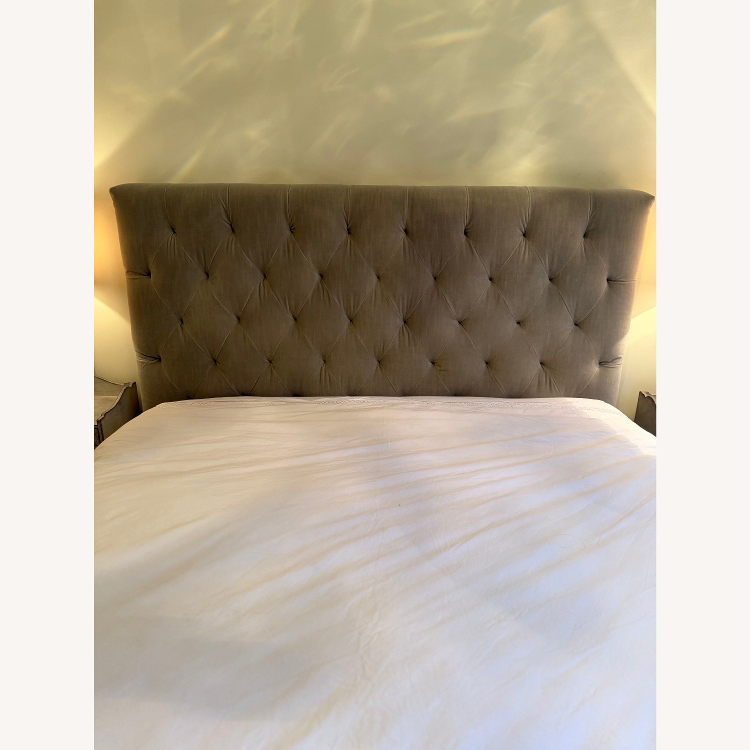 Anthropologie Light Gray Velvet Headboard - image-5