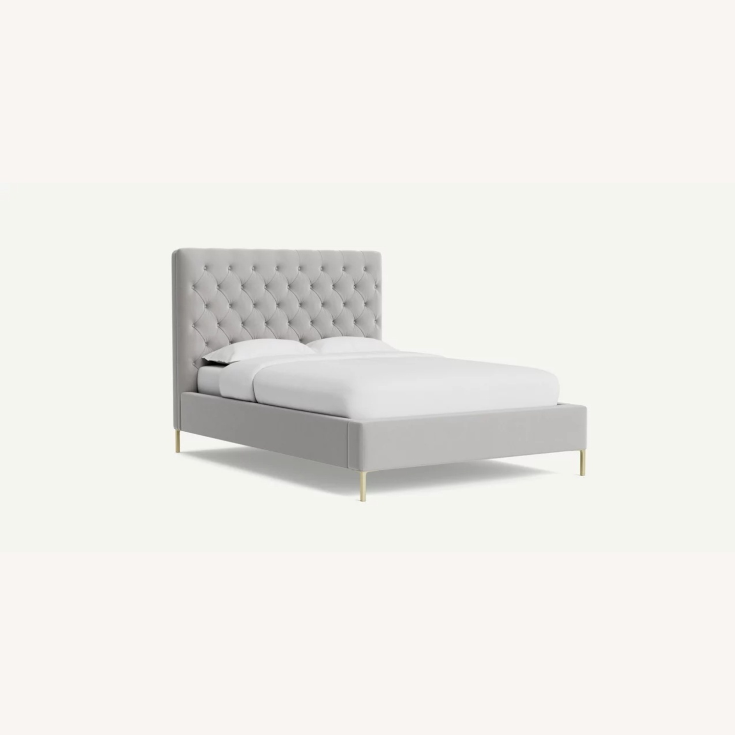Anthropologie Light Gray Velvet Headboard - image-6