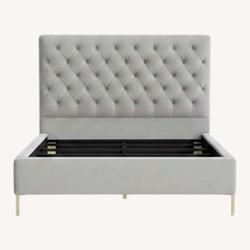 Used Anthropologie Light Gray Velvet Headboard for sale on AptDeco