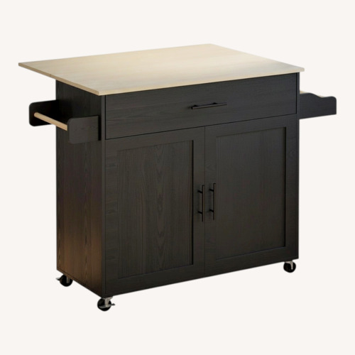Used Rolling Wood Kitchen Island Cart  for sale on AptDeco