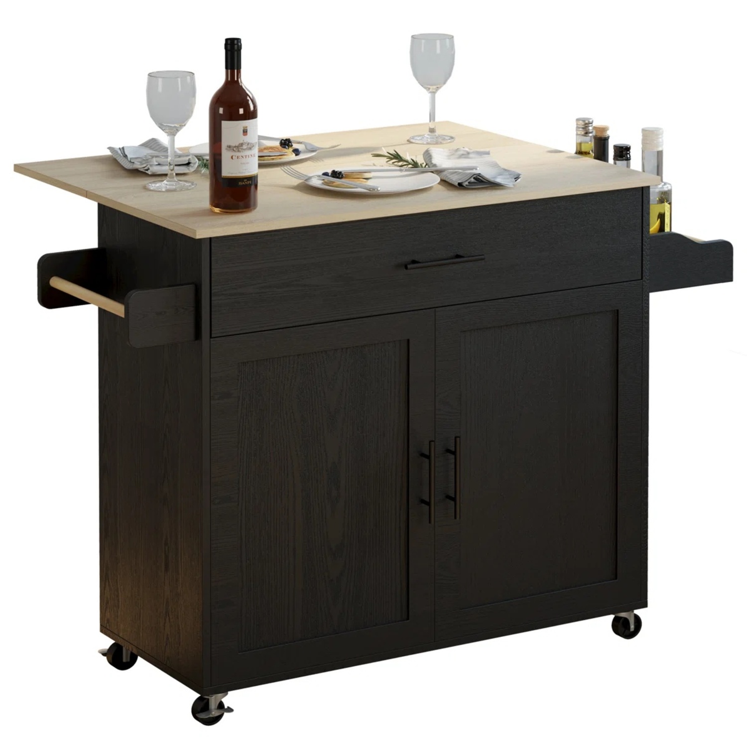 Rolling Wood Kitchen Island Cart  - image-4