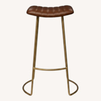 Luke Bar Stools in Leather and Gold