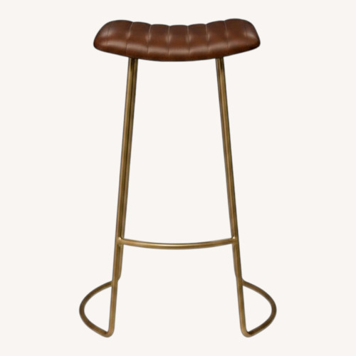 Used Luke Bar Stools in Leather and Gold for sale on AptDeco
