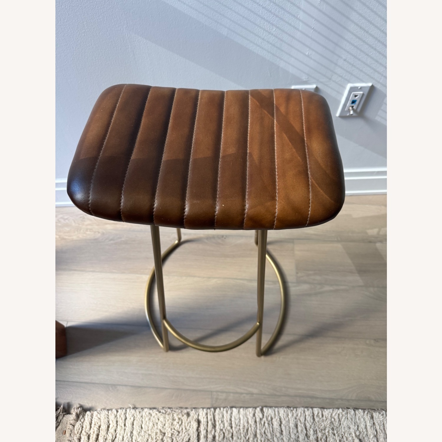 Luke Bar Stools in Leather and Gold - image-3