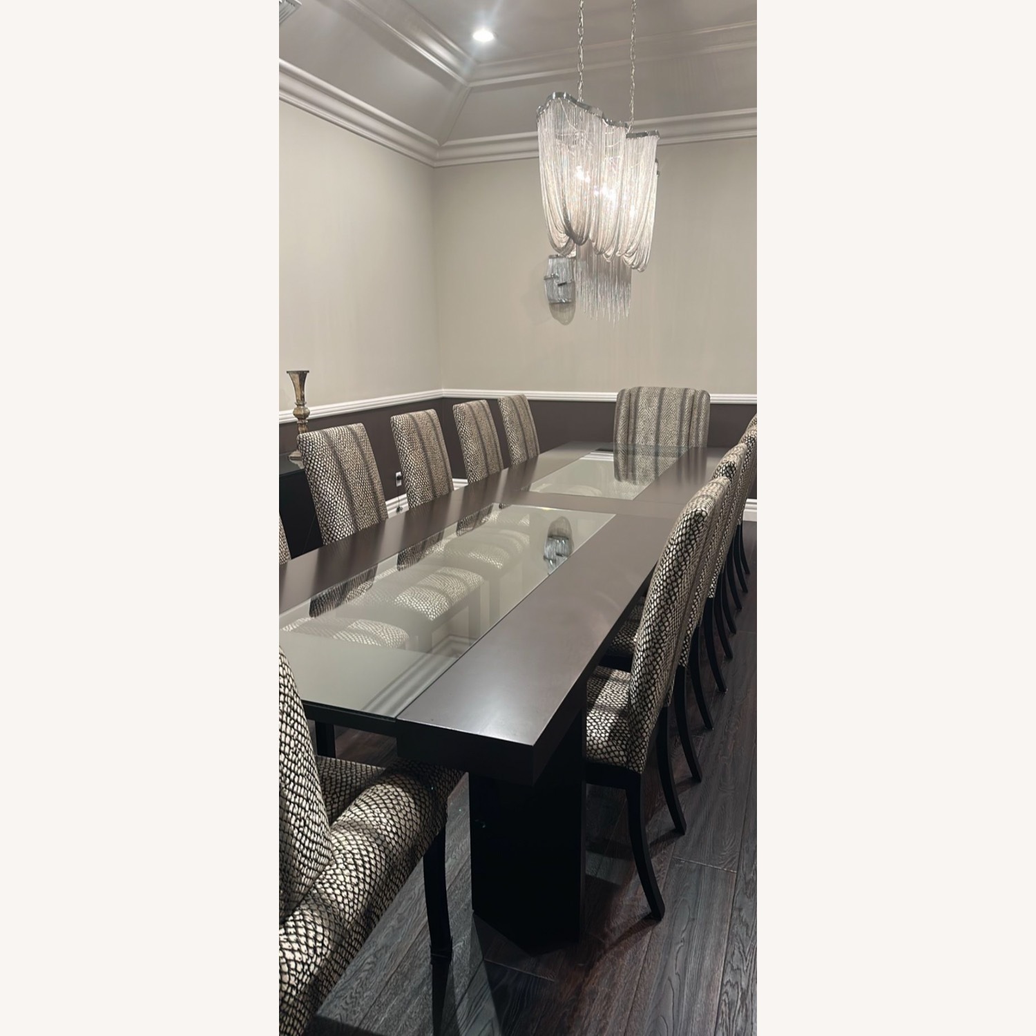 Dark Brown Dining Table With 12 Chairs - image-2