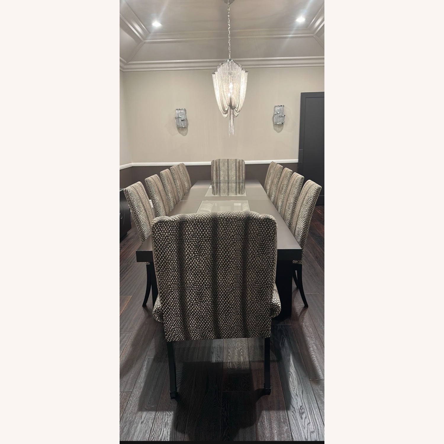 Dark Brown Dining Table With 12 Chairs - image-1