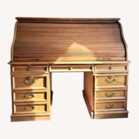 Natural Wood Roll Top Desk