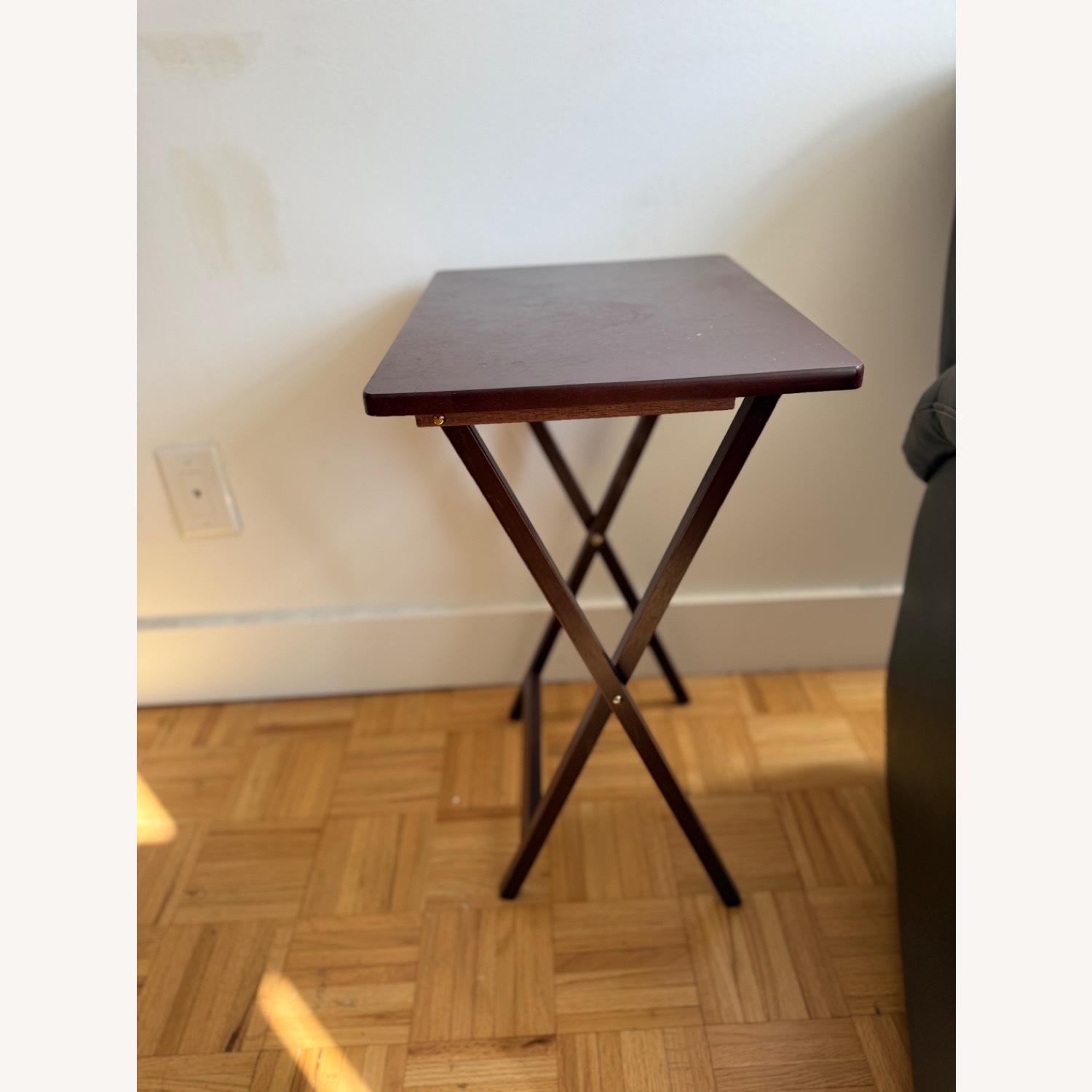 Dark Brown Folding Side Tables - image-3
