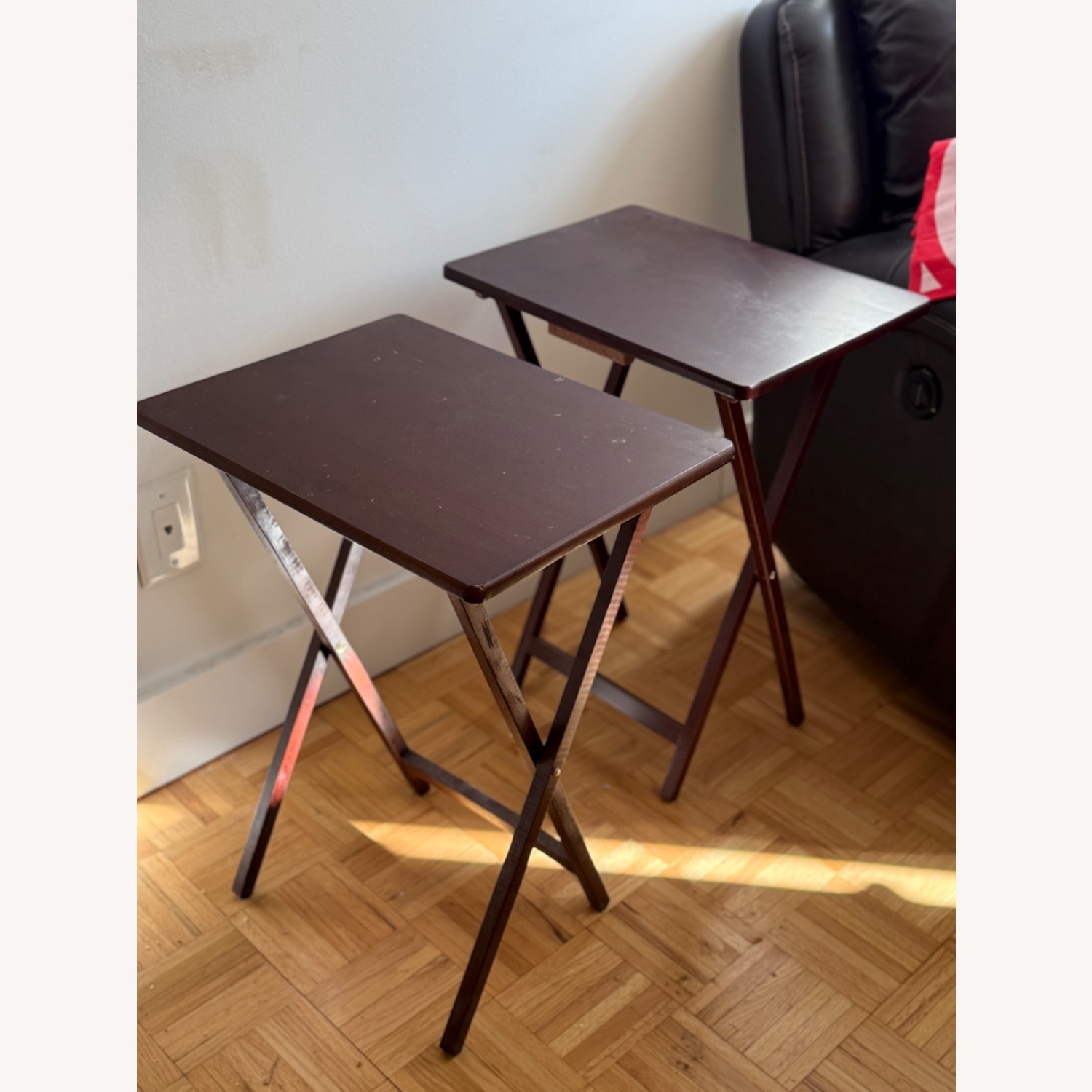 Dark Brown Folding Side Tables - image-2