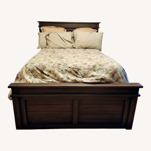Used Wayfair Dark Gray Wood Queen Bed for sale on AptDeco