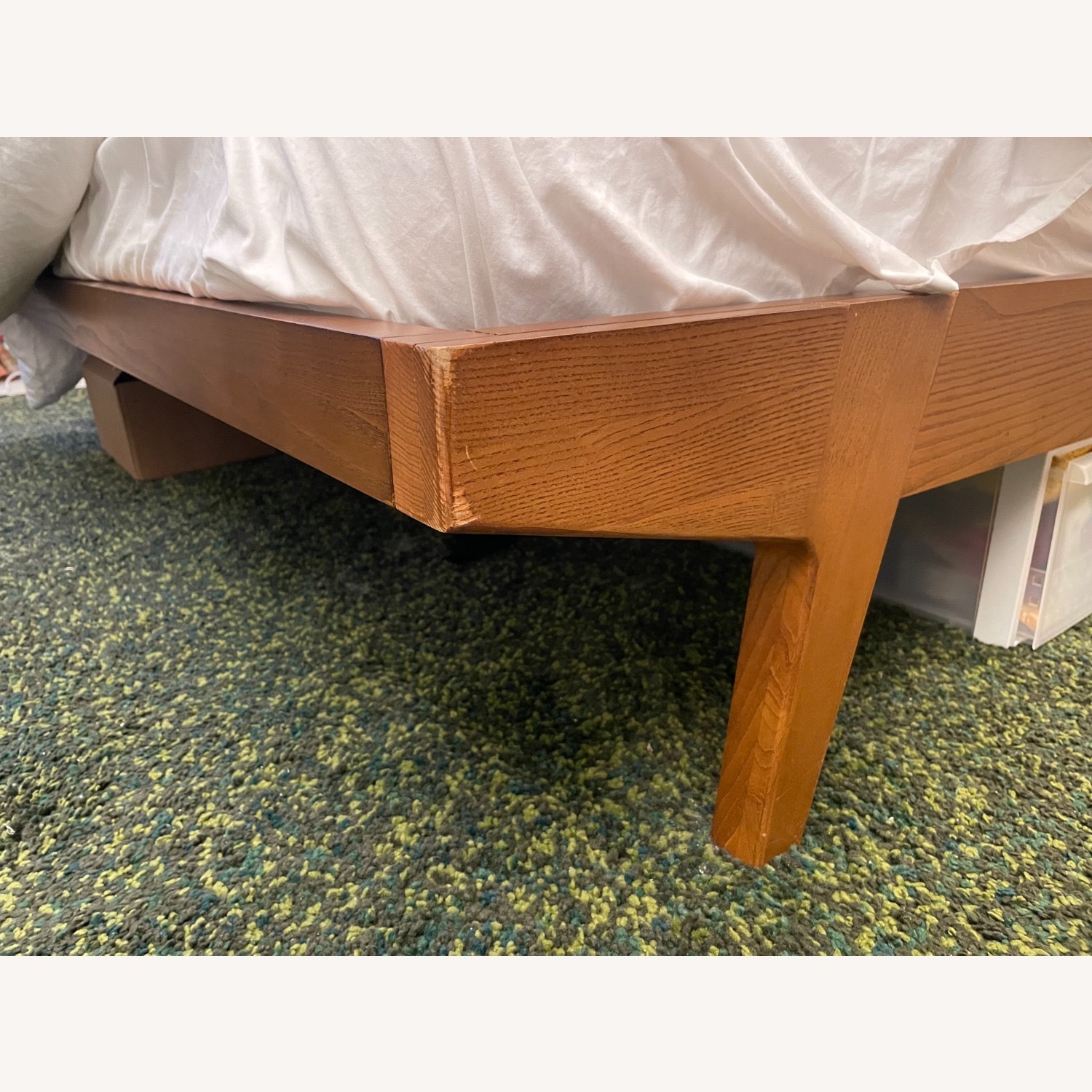 West Elm Queen Modern Bed - Cream Upholstery - image-3