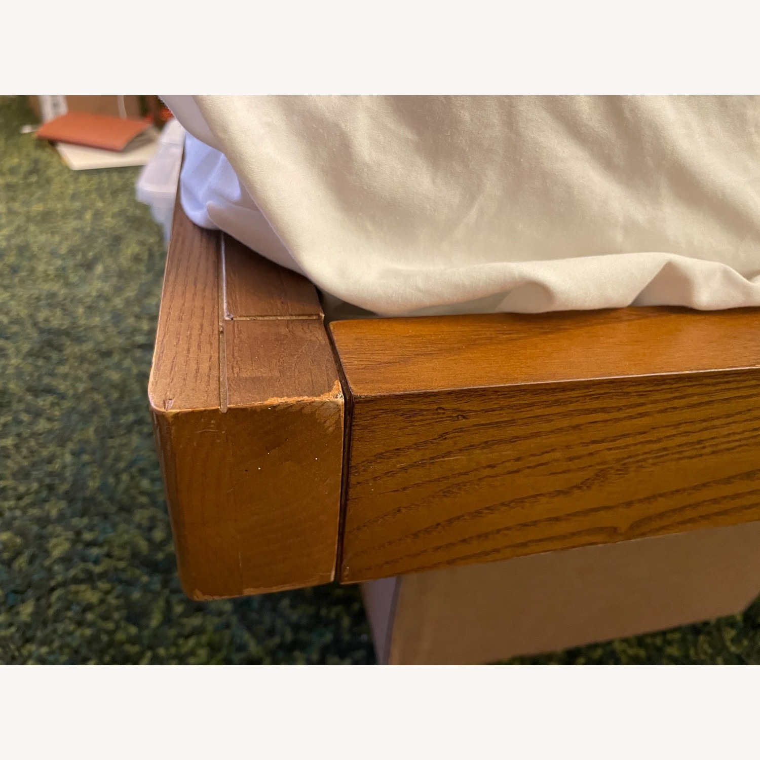 West Elm Queen Modern Bed - Cream Upholstery - image-4