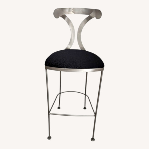 Used Vintage/Antique Black Fabric Stool for sale on AptDeco