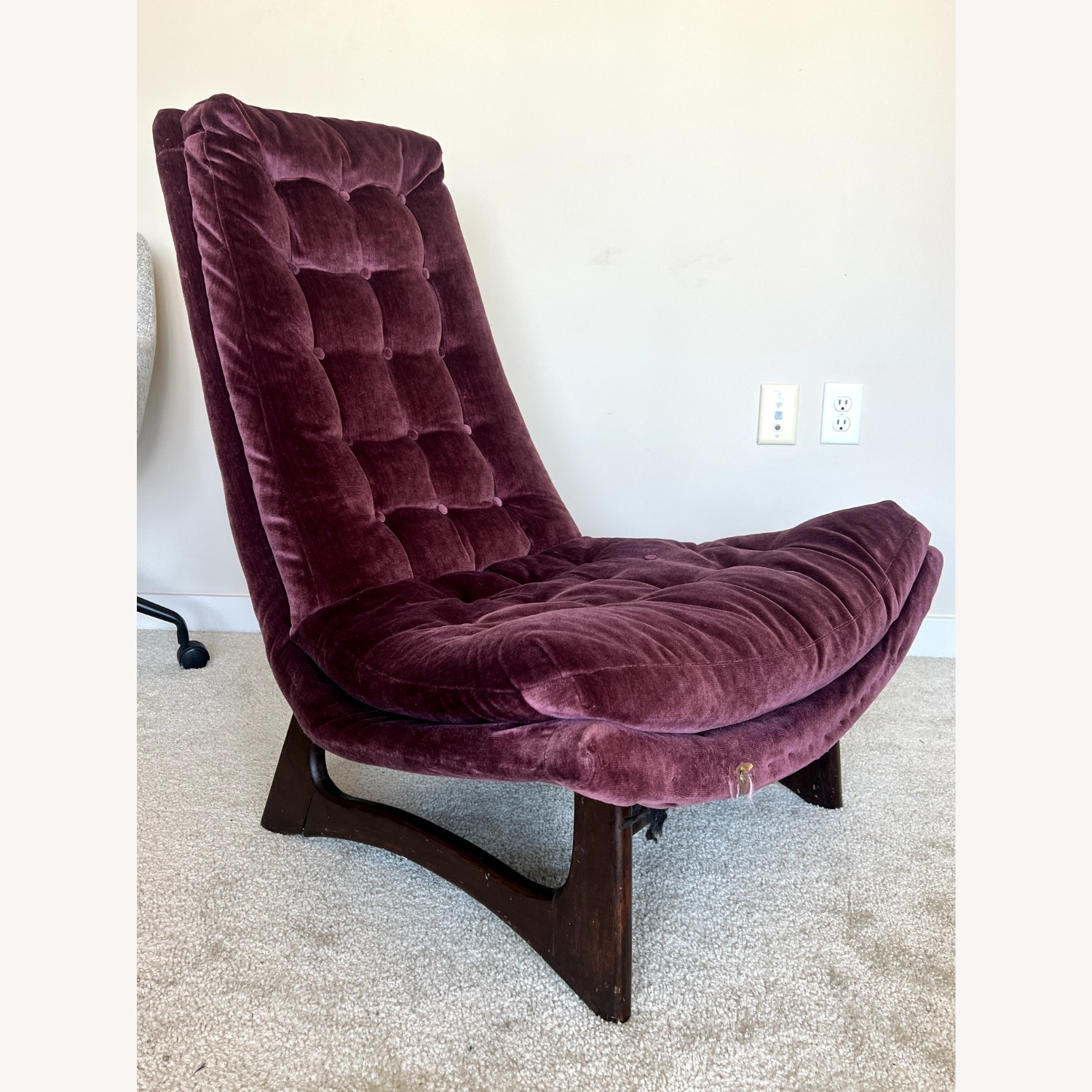 Vintage Purple Velvet Tufted Highback Scoop Chair - image-1