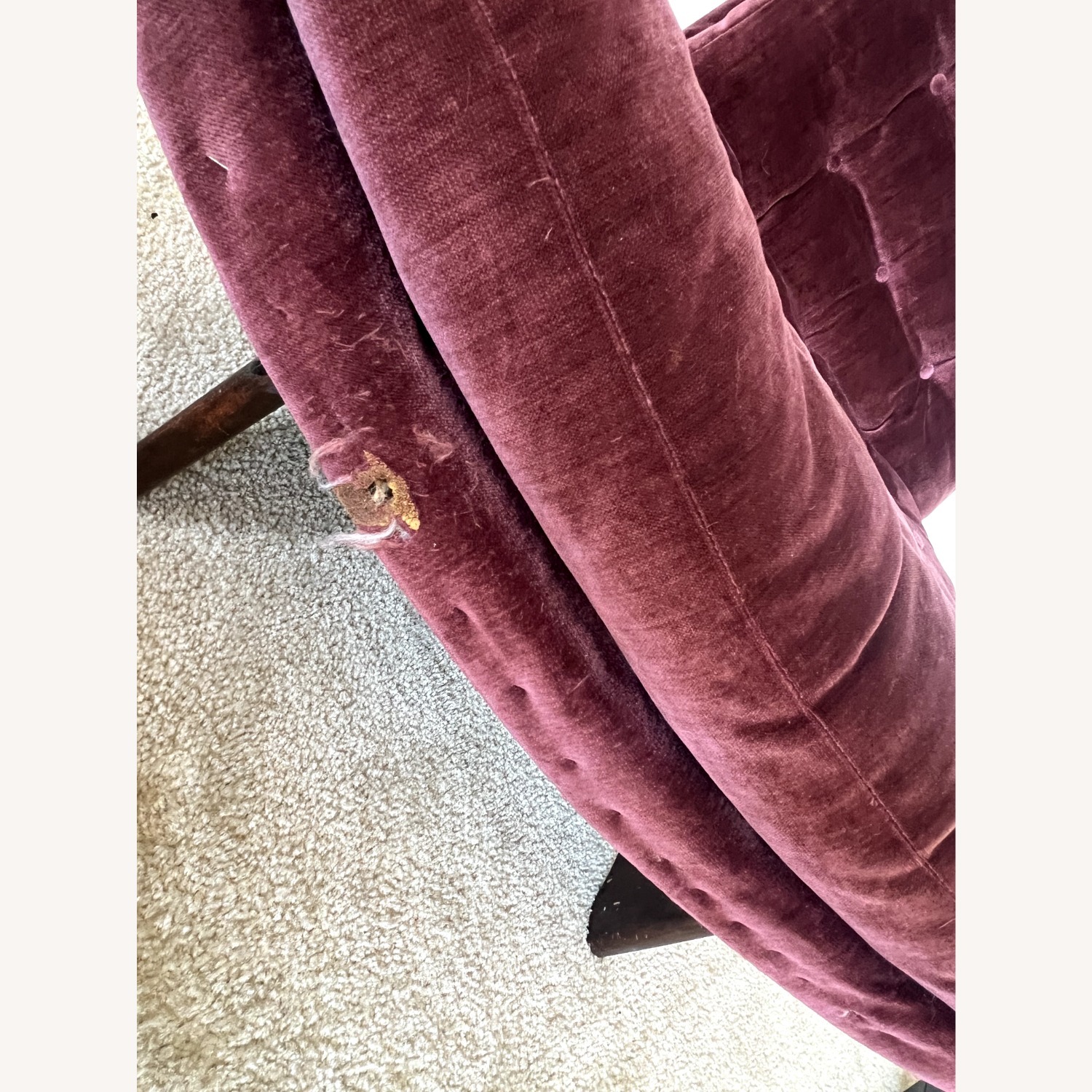 Vintage Purple Velvet Tufted Highback Scoop Chair - image-6