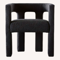 CB2 Stature Black Boucle Dining Armchair