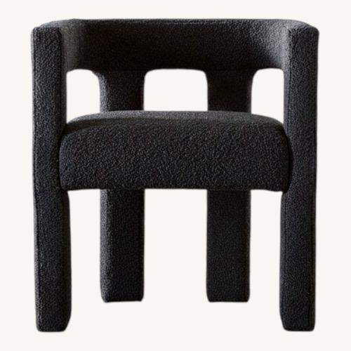 Used CB2 Stature Black Boucle Dining Armchair for sale on AptDeco
