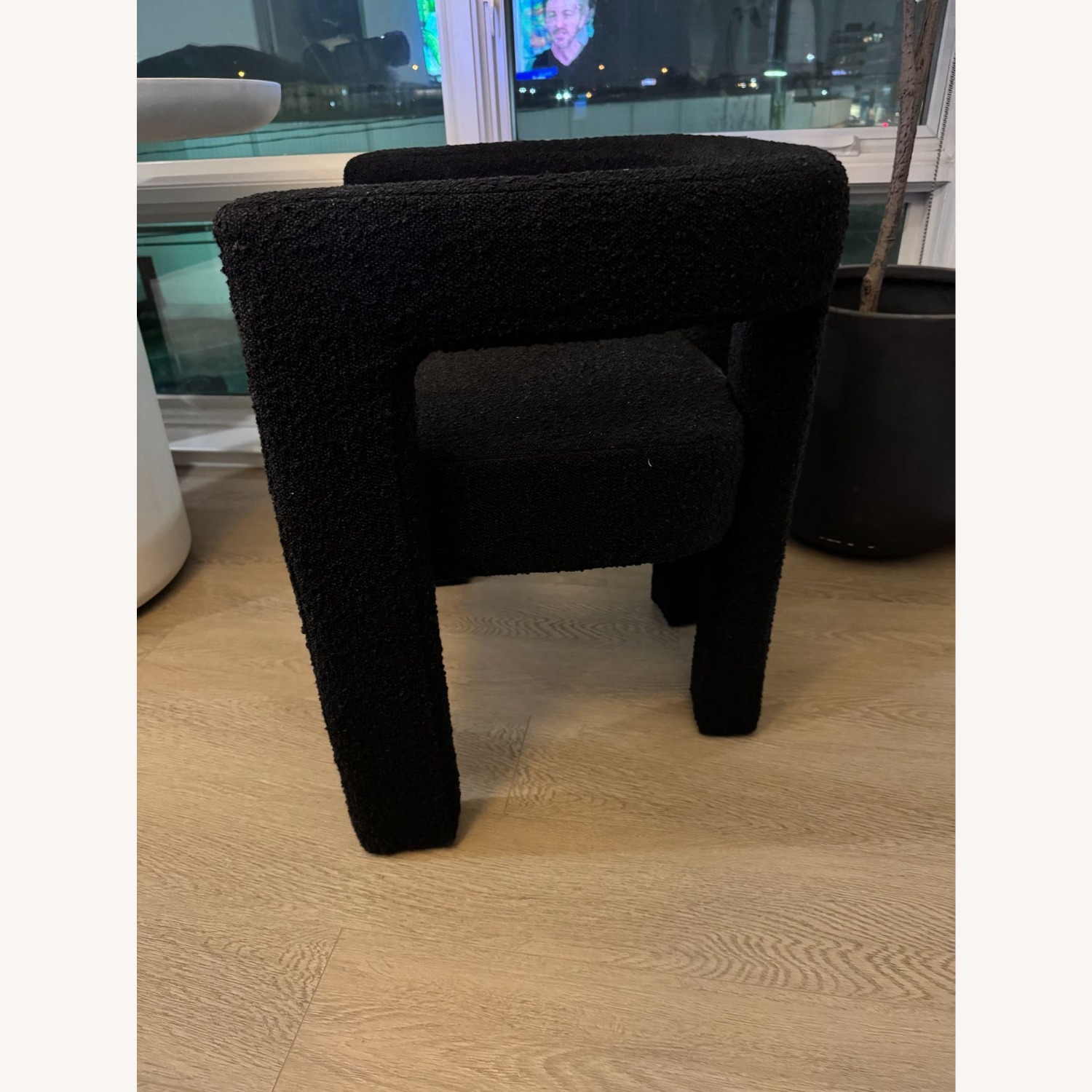 CB2 Stature Black Boucle Dining Armchair - image-2