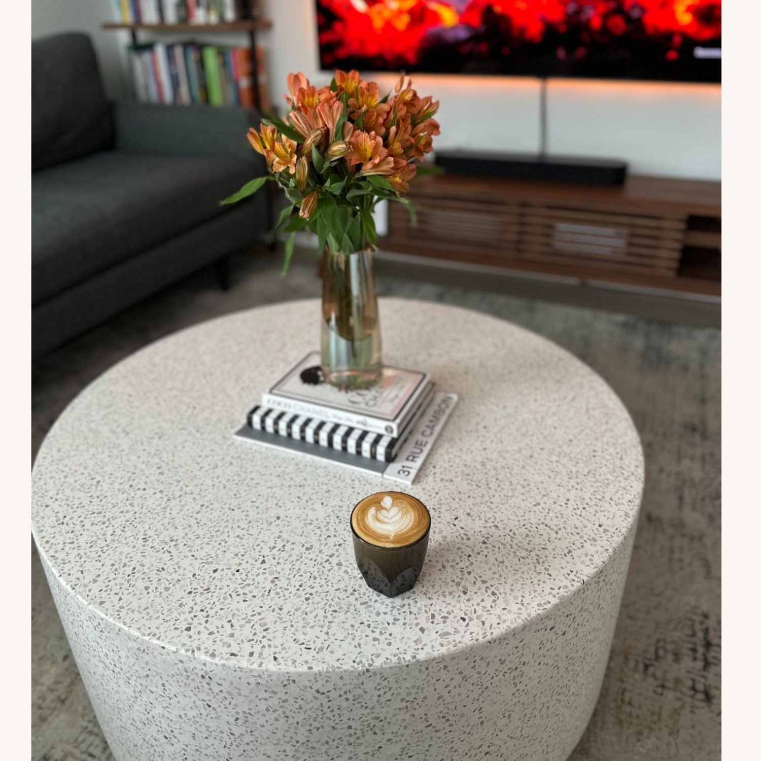 TOV Terrazzo Concrete Round Coffee Table - image-3