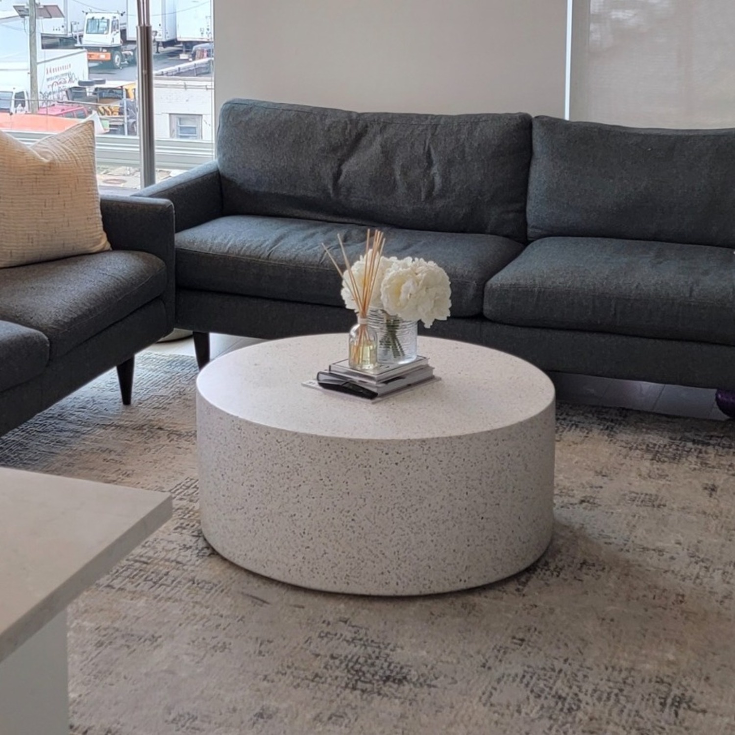 TOV Terrazzo Concrete Round Coffee Table - image-1