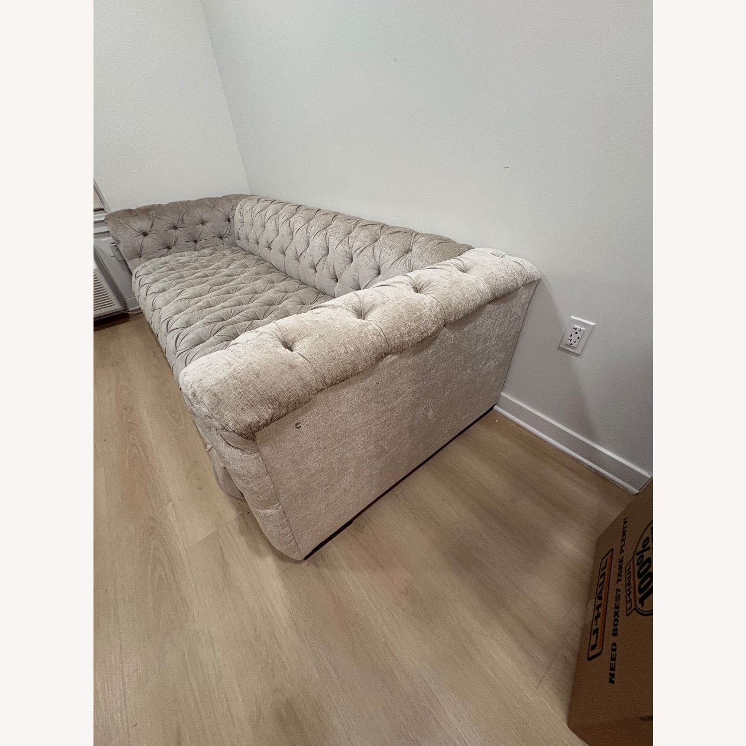 Vintage/Antique Natural Fabric 3+ Seater Sofa - image-8