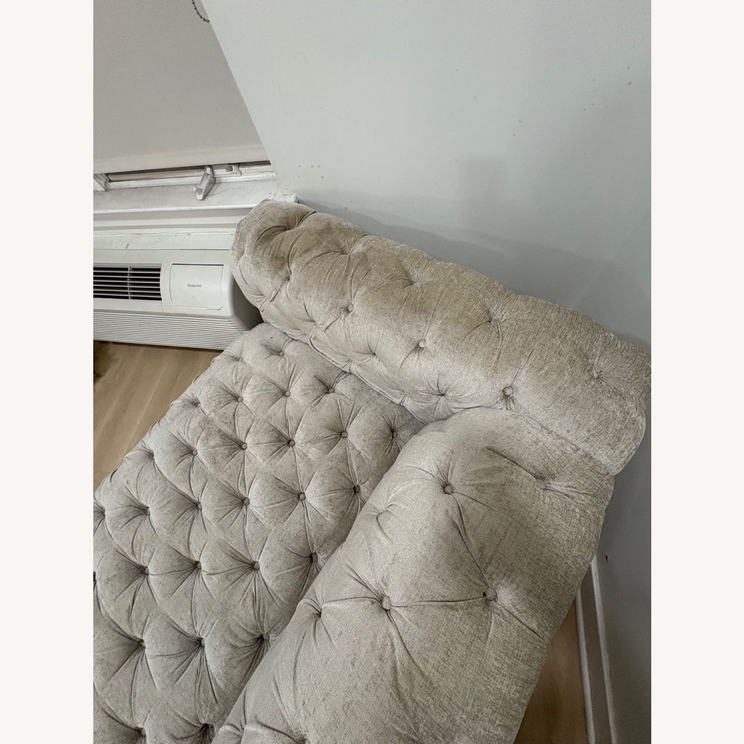 Vintage/Antique Natural Fabric 3+ Seater Sofa - image-4