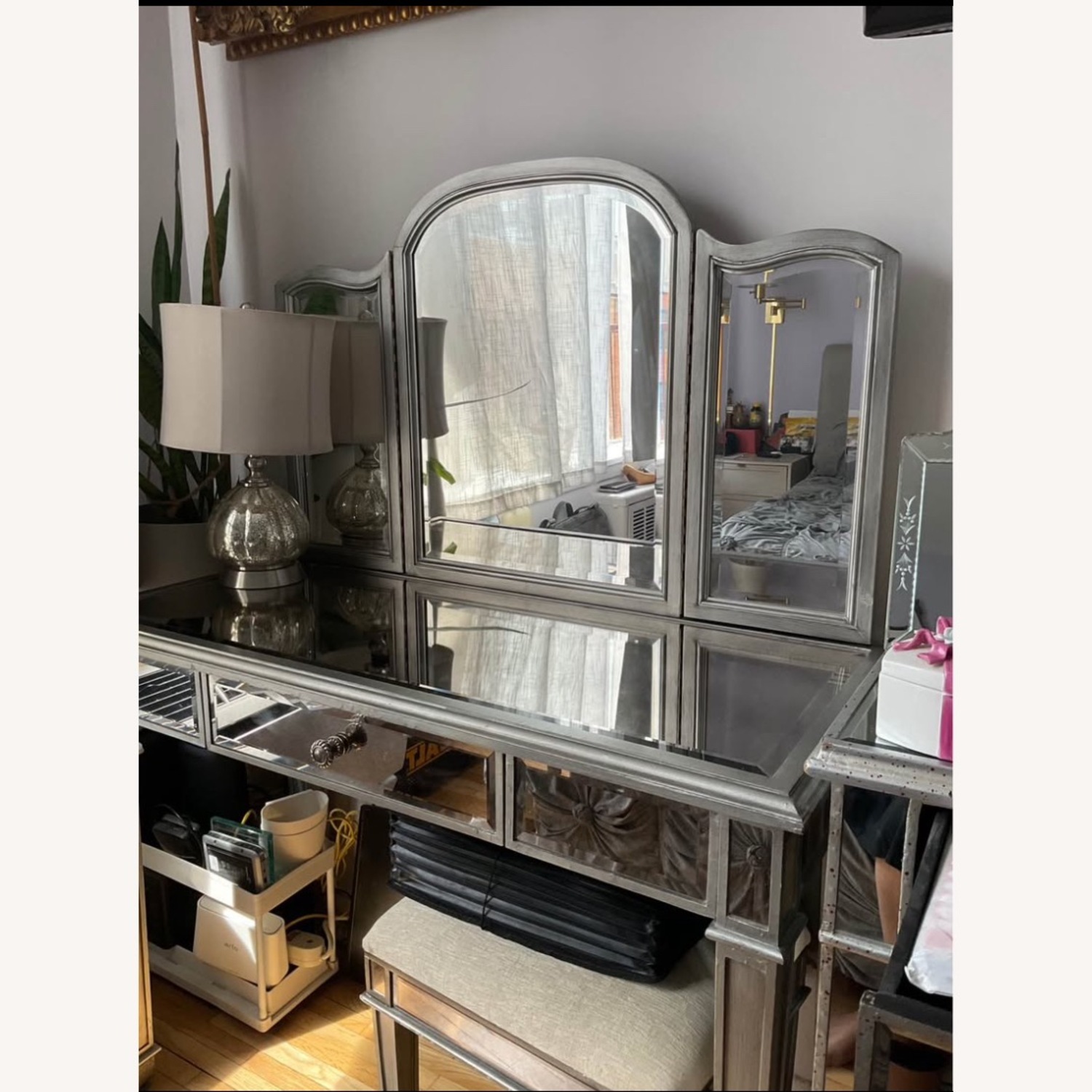 Pier 1 Imports Hayworth Silver Vanity W Mirror - image-1