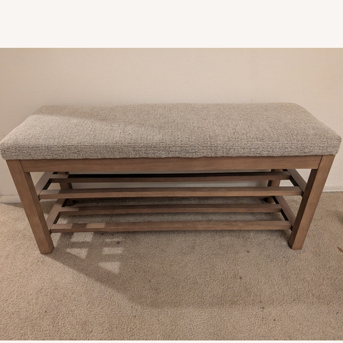 Used Upholstered Storage Bench W Double-Tier Shoe Rack for sale on AptDeco