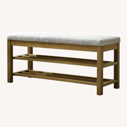 Used Upholstered Storage Bench W Double-Tier Shoe Rack for sale on AptDeco