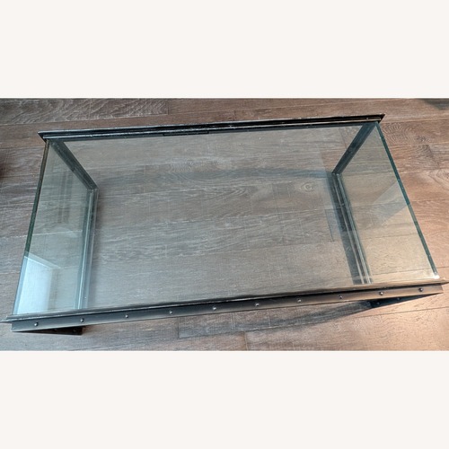 Used Restoration Hardware Glass and Steel Coffee Table for sale on AptDeco