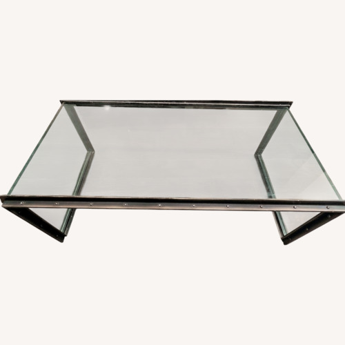 Used Restoration Hardware Glass and Steel Coffee Table for sale on AptDeco