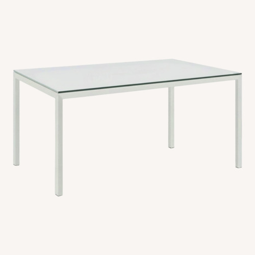Used Room & Board White Parsons Glass Table for sale on AptDeco