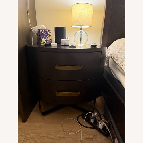 Used Crate & Barrel Gwen Dark Brown Wood Side Tables for sale on AptDeco