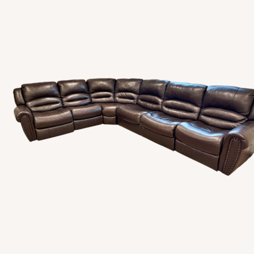 Used Raymour & Flanigan Black Leather 3+ Piece Sectional for sale on AptDeco