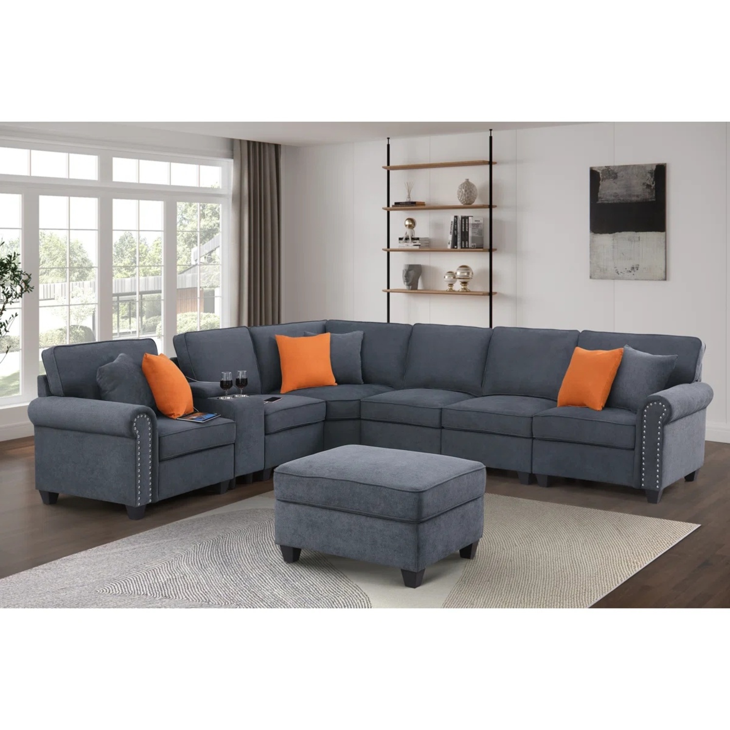 Wayfair Brisia Dark Gray Linen 3+ Piece Sectional - image-8
