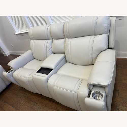 Used Rooms To Go Sound Tech By Shaq White Leather 2 Seater Sofa for sale on AptDeco