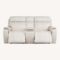 Rooms To Go Sound Tech By Shaq White Leather 2 Seater Sofa