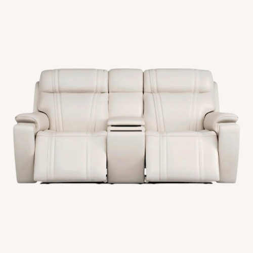 Used Rooms To Go Sound Tech By Shaq White Leather 2 Seater Sofa for sale on AptDeco