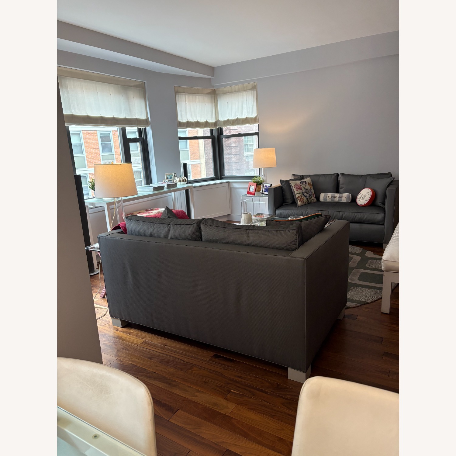 Light Gray Silk 2 Seater Sofa - image-3