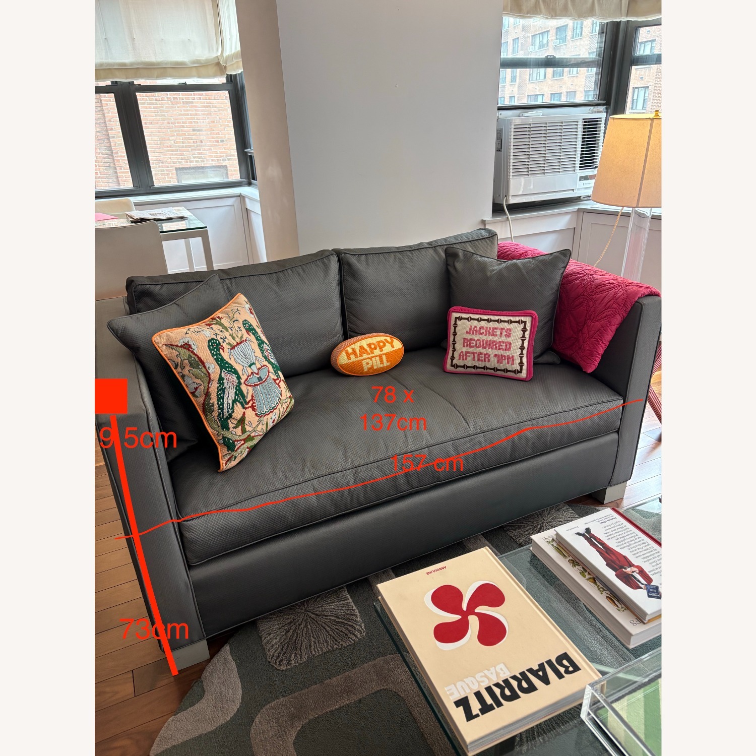 Light Gray Silk 2 Seater Sofa - image-4