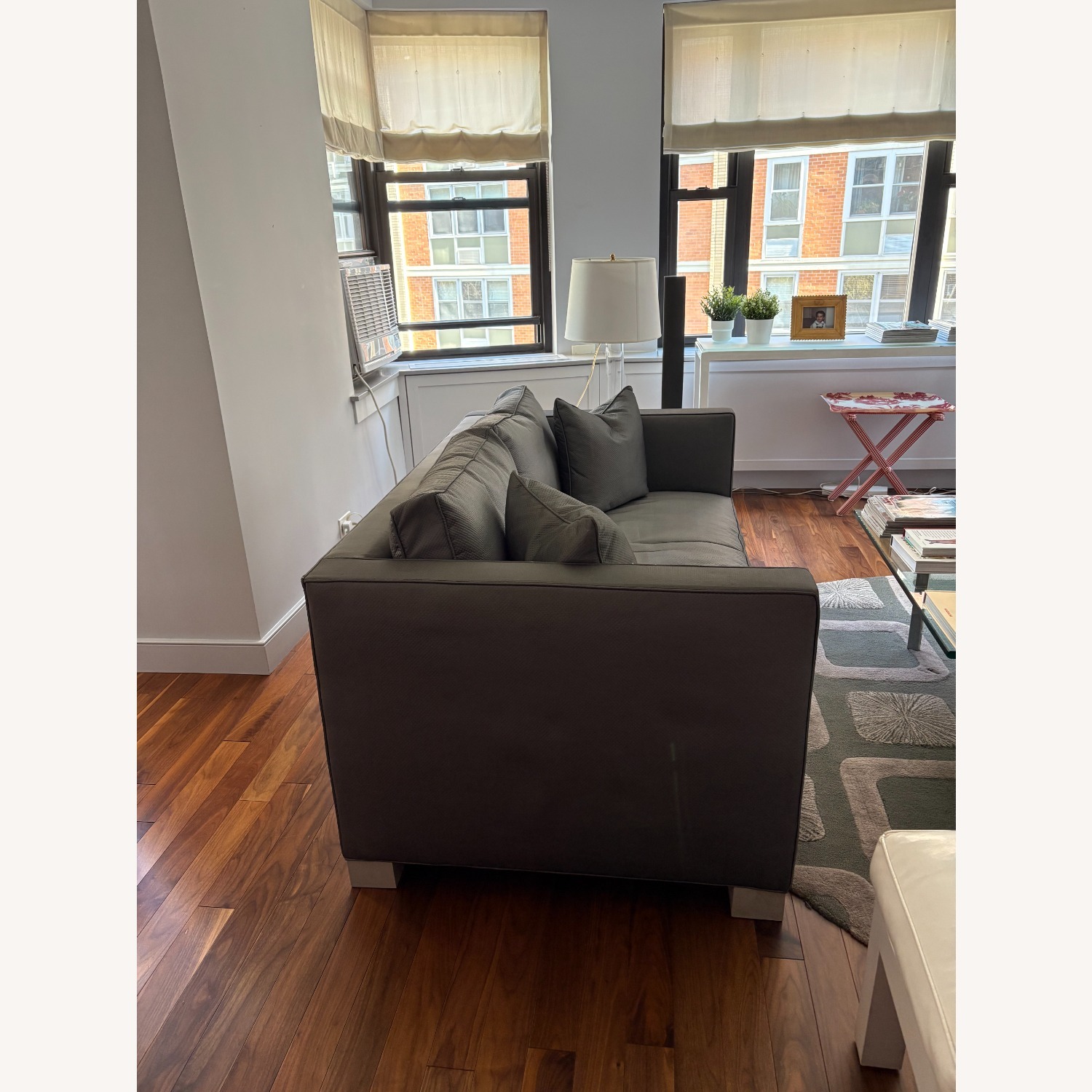 Light Gray Silk 2 Seater Sofa - image-2