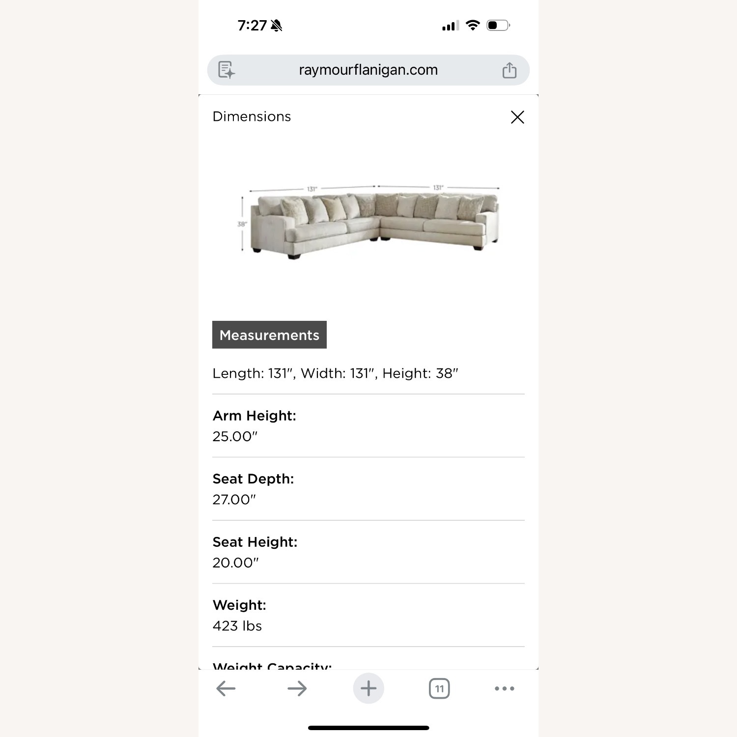 Raymour & Flanigan Kearson Chenille 3‑pc. Sectional - image-9