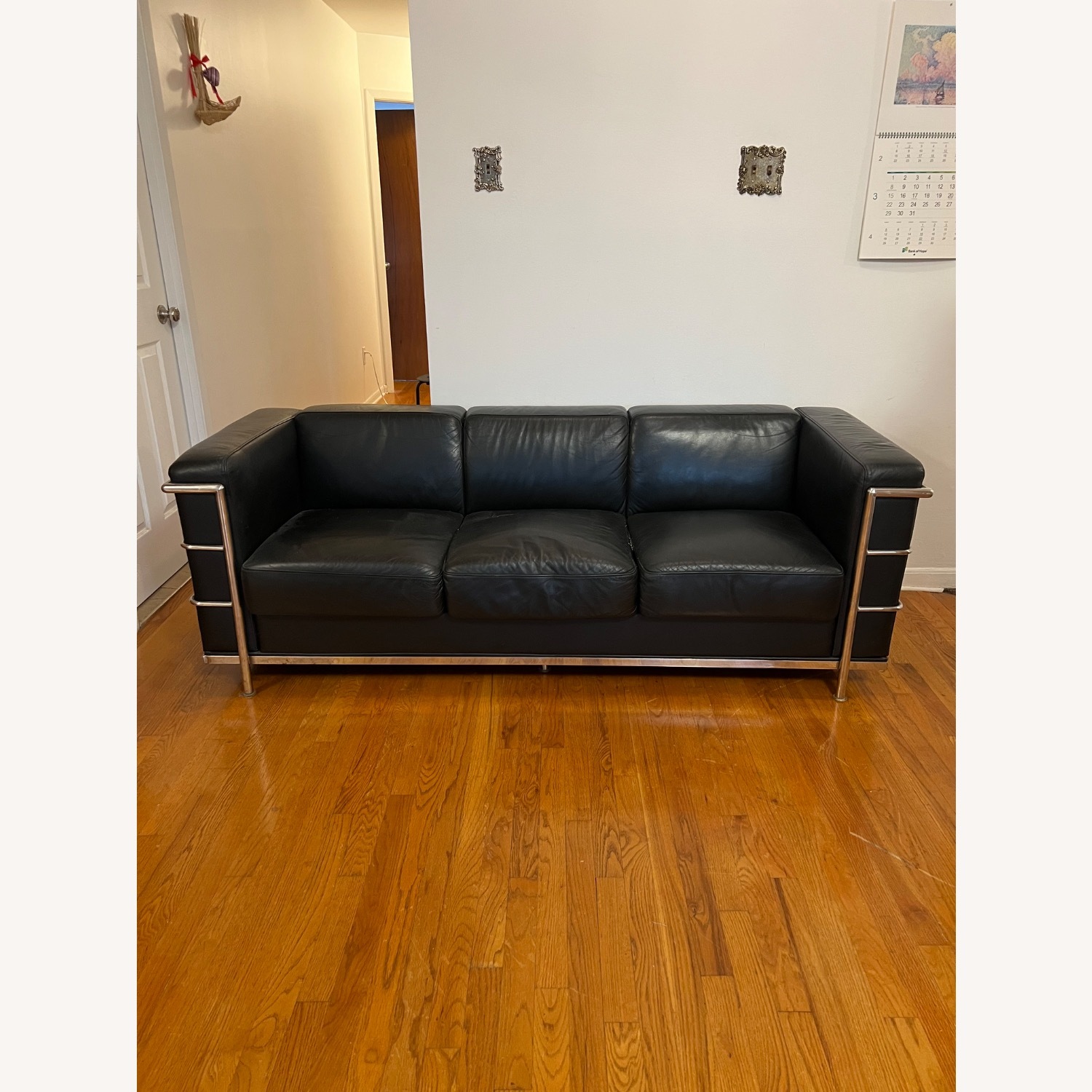 Black Leather 3+ Seater Sofa - image-1