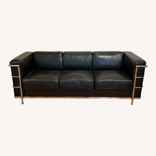 Used Black Leather 3+ Seater Sofa for sale on AptDeco