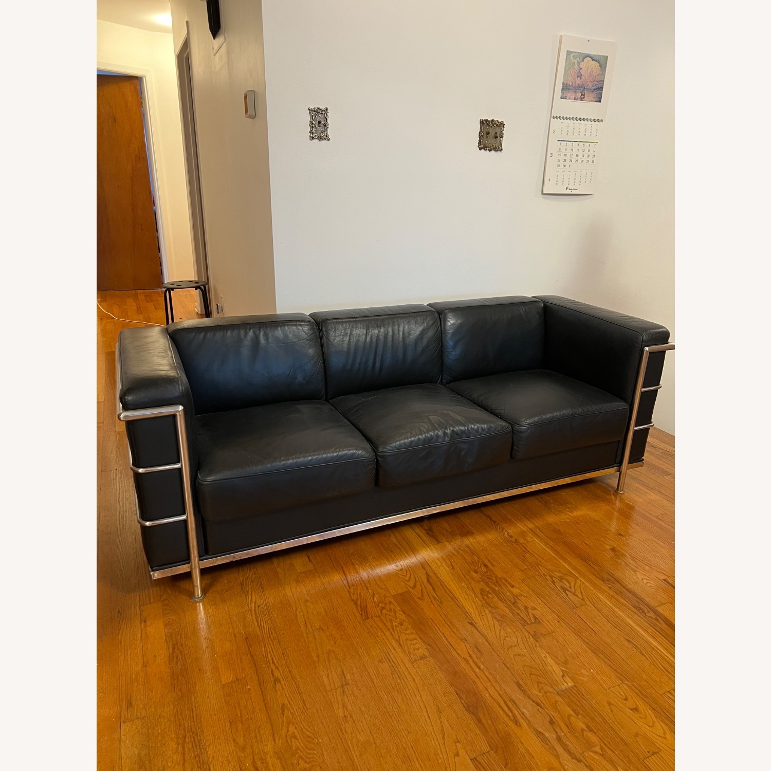 Black Leather 3+ Seater Sofa - image-2