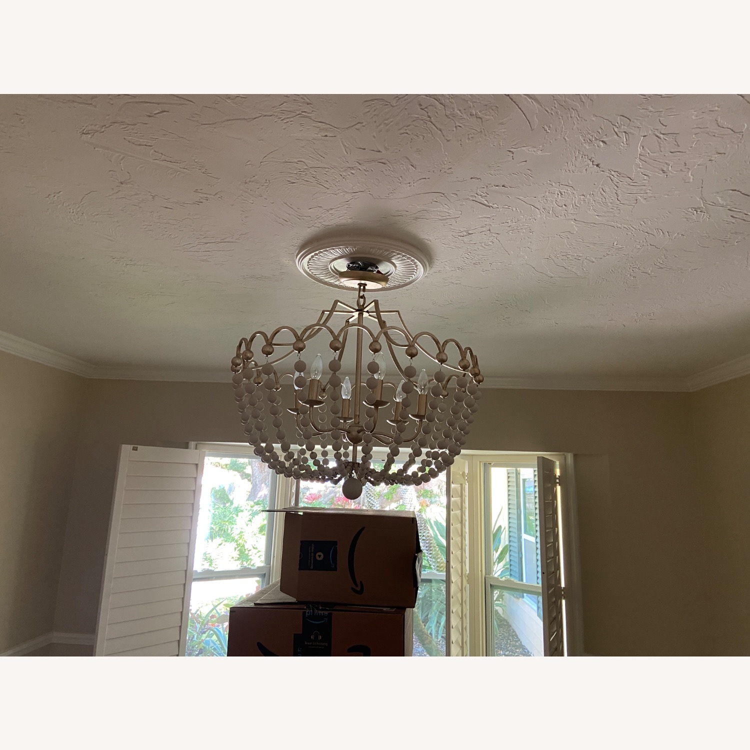 Peggy Antique Gold Wood/ Metal Ceiling Lamp - image-3