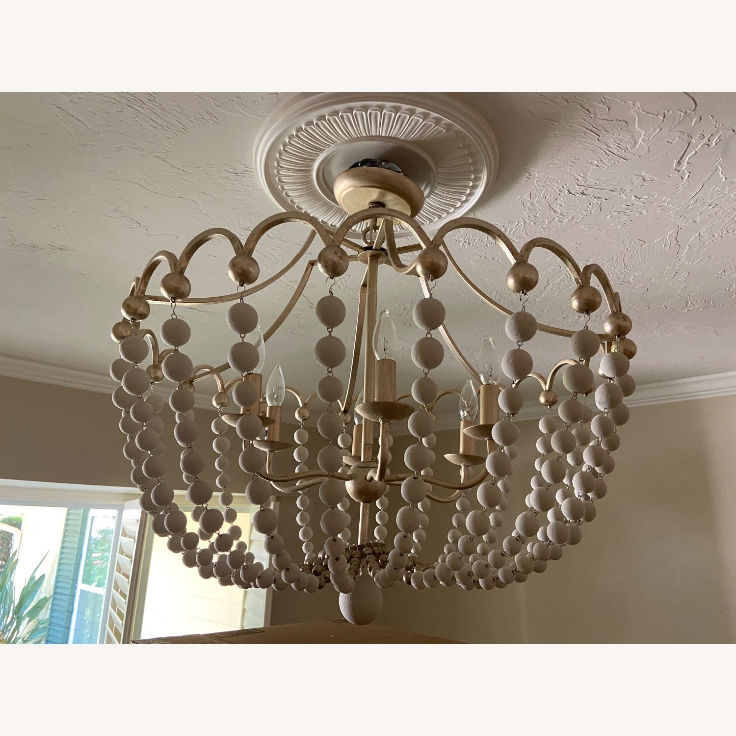 Peggy Antique Gold Wood/ Metal Ceiling Lamp - image-2