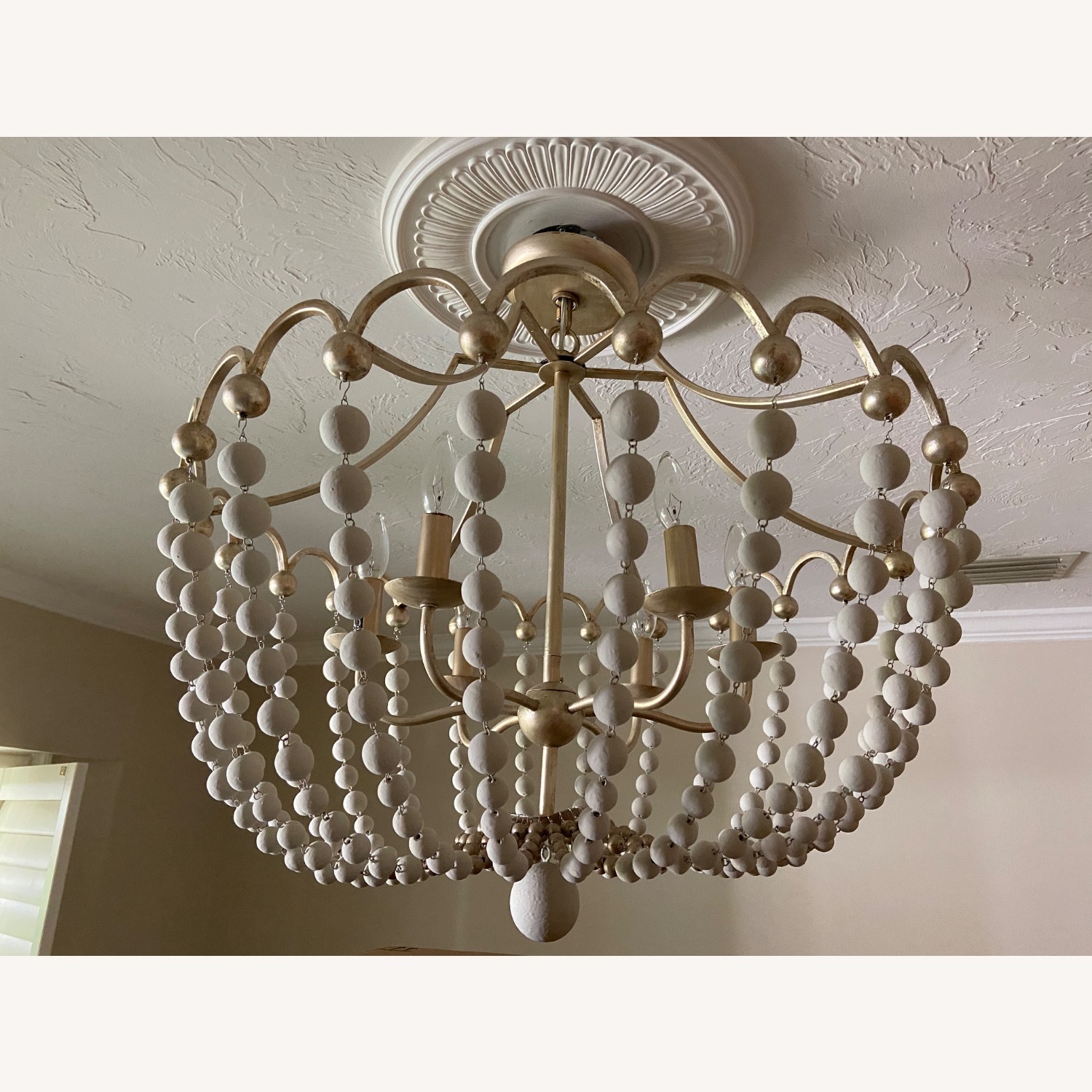 Peggy Antique Gold Wood/ Metal Ceiling Lamp - image-1