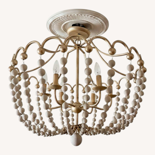 Used Peggy Antique Gold Wood/ Metal Ceiling Lamp for sale on AptDeco