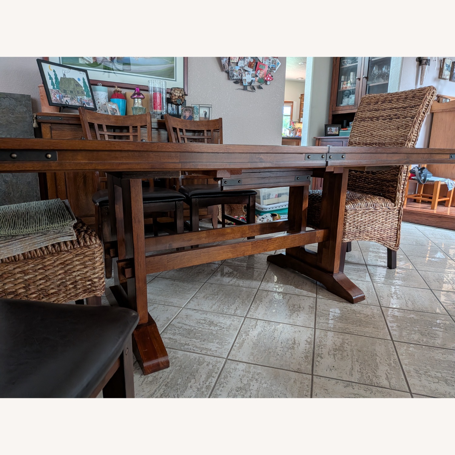 Dark Brown Wood Dining Table - image-3